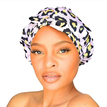 GRACE & COMPANY Luxury Shower Cap For Women - 100% Waterproof, Reusable, Washable & Breathable Shower Caps - Lucie(Bag Packaging)