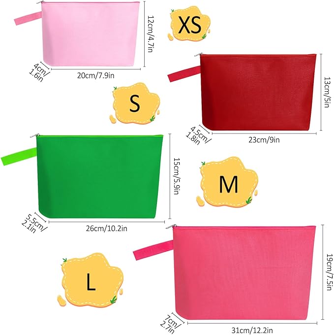 10 Pieces Cotton Canvas Makeup Bag with Bottom and Strap, Multi-Purpose Cosmetic Bag with Zipper Travel Toiletry Pouch, Blank DIY Craft Bag (Multicolor 02, S)