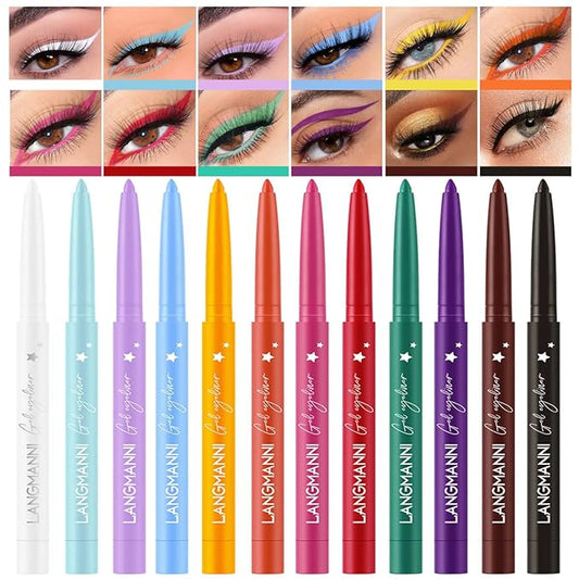 12 Colors Eyeliner Set - Matte Colored Gel Eyeliner Pencils, Waterproof, Smudge-Proof, Long-Lasting Gel Pencils - Natural Eye Liner for Older Women, lapiz de ojos delineador de ojos contra el agua