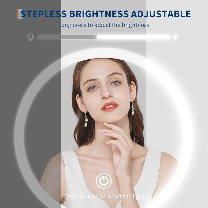 Garvee Lighted Makeup Mirror, Rechargeable Height Adjustable Double Sided Vanity Mirror, 1x/10x True HD Magnifying, Brightness Adjustable, Three Colors, 360° Rotation Vanity, Gift for Women, Chrome