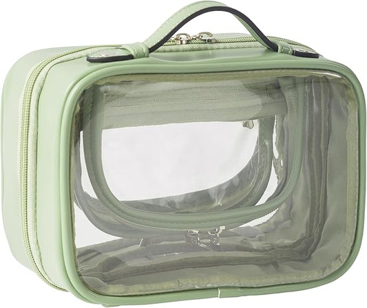 Veki Transparent Makeup Bag Travel Cosmetic Bags Case Waterproof Toiletries Bag Large Capacity Open Storage Bags Organizer With Zipper, Portable Make Up Organizer for Women and Girls