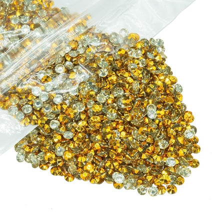 qiipii 5000PCS 4mm Bright Gold Resin Rhinestones for Crafts Clear Golden Flatback Jelly Rhinestones Bulk SS16 Non-Hotfix Golden Stones Diamonds Crystals Gems for Mugs Tumblers Bottles Cups DIY Crafts