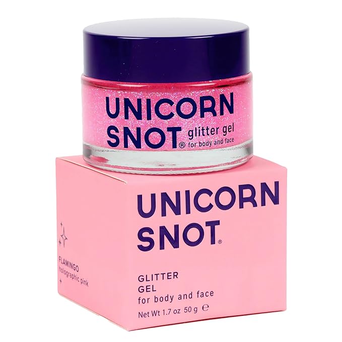 UNICORN SNOT Holographic Face Glitter & Body Glitter Gel: Glitter Makeup, Hair Glitter, Festival Rave and Anime Cosplay, Halloween Costume Makeup - Vegan & Cruelty Free, 1.7 oz Pink Glitter (Flamingo)