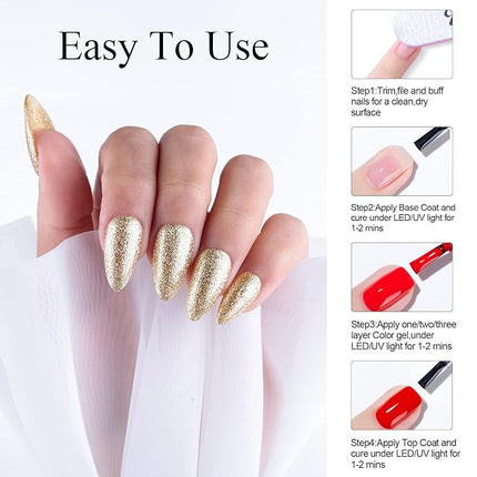 Imtiti Gold Yellow Gel Nail Polish, 1 Pcs 15ml Platinum Glitter Color Soak Off LED Long-Lasting Nail Gel Polish Nail Art Starter Manicure Salon DIY at Home, 0.5 Fluid Ounces