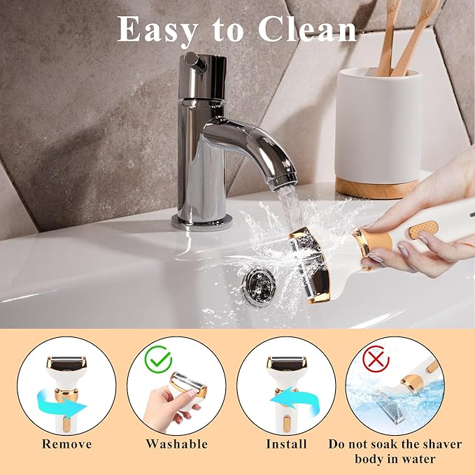 Electric Razor for Women Men,4 in 1 Painless Ladies Wet & Dry Body Razors and Facial Hair Remover, Rechargeable Painless Hair Removal Kit for Nose Face Body Leg Bikini Arm Hair