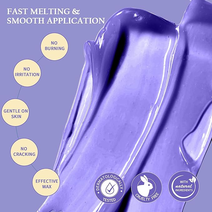 Maxpearl Hard Wax Beads, Pack of 3 Hair Removal Wax Beans Refill - Brazilian, Bikini Waxing, Face, Eyebrows, Underarms, Arms, Chest, Back, Legs - Lavender Formula, 300g