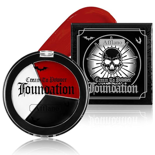 Goth White Black Red Face Paint Makeup Foundation, Clown Halloween White Face Body Paint Makeup Semi-Matte, Non Toxic FX Eye Black Red Body Painting Zombie Vampire Costume Party Cosplay Greasepaint