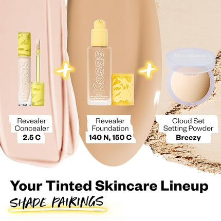 Kosas Revealer Concealer - Medium Coverage Makeup with Hyaluronic Acid, Conceals Dark Circles Under Eyes, Dark Spots and Blemishes + Brightens, Hydrates, Long-Lasting & Vegan, (Tone 2.5 C)