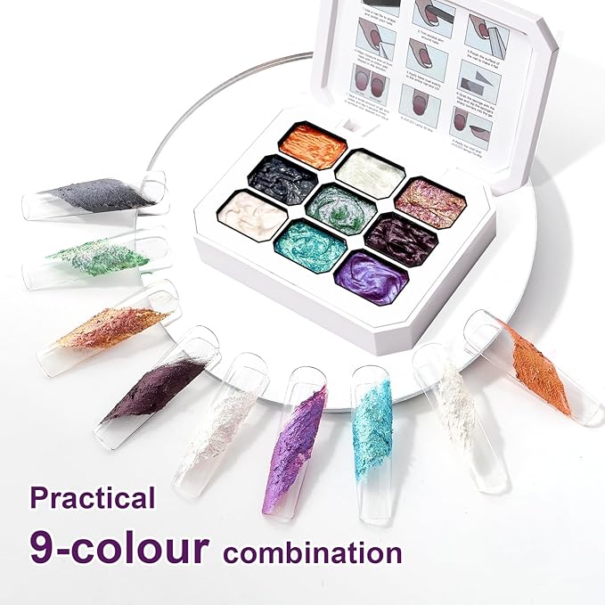 Gradient Painting Gel, 9 Colors Glitter Pearlescent Ombre Gel Nail Polish for Pigment Pat Nails Aura Nails, French Manicure DIY Nail Art Long-lasting No-wipe Palette Cosmic Jewels