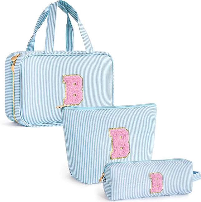 Initial Cute Toiletry Makeup Bag Pouch Cosmetic Travel Bag | Gift for Niece Sister Friend Female Her Mom | Birthday Gifts for Women Daughter Gifts - Blue B