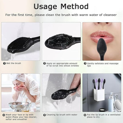 Silicone Lip Scrub Brushes, Beomeen Black Double-Sided Exfoliating Lip Brush Soft Silicone Lip Scrubber Exfoliator Tool Blackhead Remover for Skincare 20 Pack
