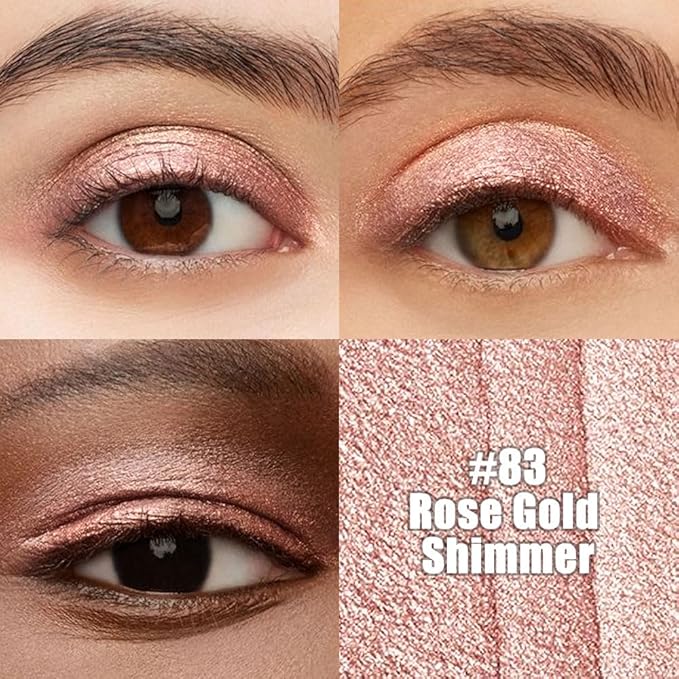 Rose Gold Shimmer Cream Eye Shadow Stick Makeup for Women, Shimmer Eyeliner Pencil Eyeshadow Brightener Stick for Eyes, Waterproof Eyeshadow Applicator Blendable sombras para ojos 83#