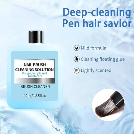 Nail Brush Cleaner 40ml Cleaner Efficient Nail Cleaner for Acrylic Nails Professional Brush Cleaner for acrylic Clean and Maintain Your Nail Brushes with Cleaning Solution
