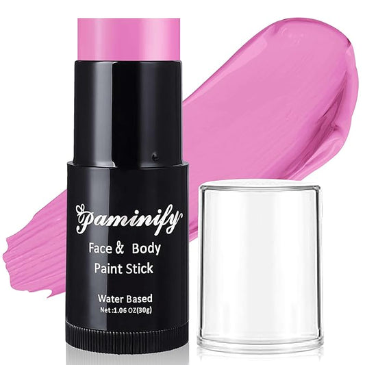 Pink Face Paint Stick,Water-Based Pink Body Paint Stick,Washable Full-Coverage Halloween Face Painting for Monster Lion Tiger Costume,Professional SFX Makeup for Cosplay ,1.06 OZ