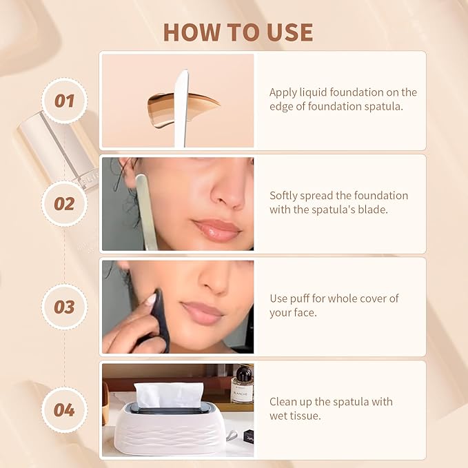 docolor Flat Foundation Brush and Makeup Spatula Set, Thin Liquid Foundation Brushes Dual Edged Spatula Brush Makeup Korean Foundation Brush for Blending, Cream, Thin Makeup Brush &Make Up Spatula