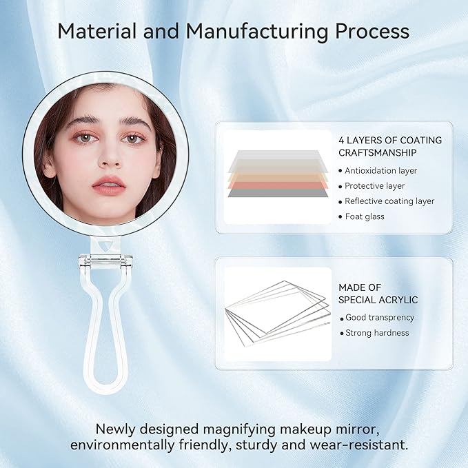 B Beauty Planet 30X Magnifying Mirror for Travel with Handle, Double-Sided 1X/30X Magnification Hand Mirror for Makeup,Travel Mirror for Desk 5 Inches