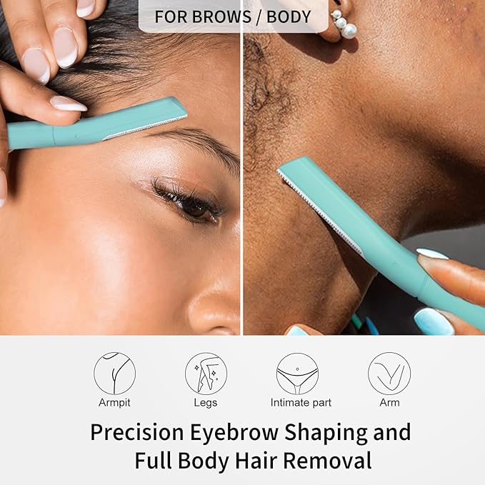 Face Razors for Women, Dermaplane Razor for Women Face, Eyebrow Razor, Dermaplaning Tool, Gentle Exfoliation Microblades for Sensitive Skin, Peach Fuzz Remover