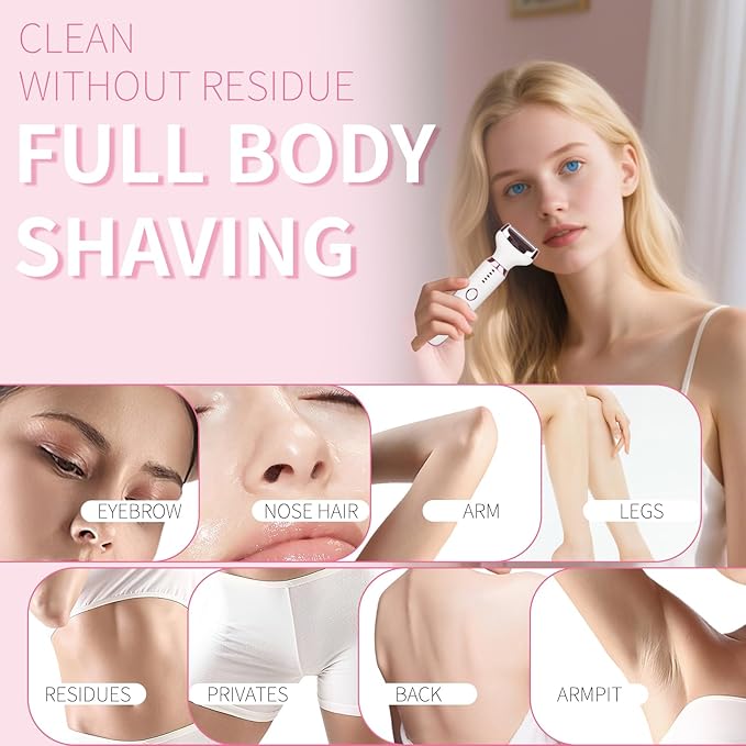 Electric Razors LED Display for Women Men, 2025 Wet/Dry Lady Shaver,4 in 1 Cordless Hair Remover with IPX7 Waterproof,Smooth & Silky Portable Bikini Electric Grooming Set Pink