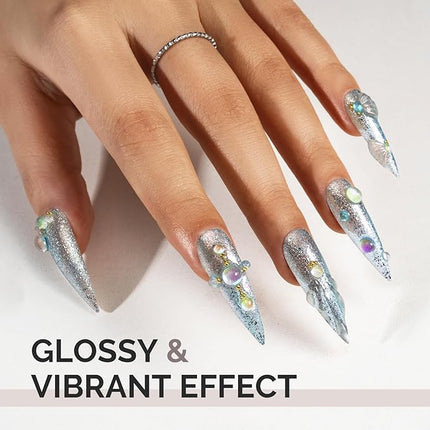 MelodySusie Snowflake Blue Glitter Gel Polish,0.5fl oz Nails Soak Off UV LED Lake Blue Shimmer Sparkle Gel Polish Gift for Women Nail Art Manicure Salon DIY Nail Design Decoration at Home-1752