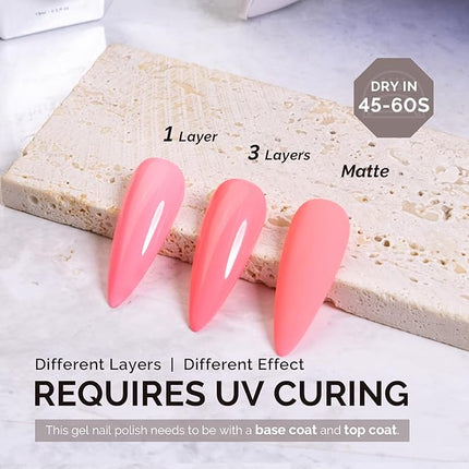 MelodySusie Neon Pink Gel Nail Polish,0.5fl oz Light Pink Soak Off UV LED Bright Pink Gel Polish Gift for Women Nail Art Manicure Salon DIY Nail Design Decoration at Home-1741