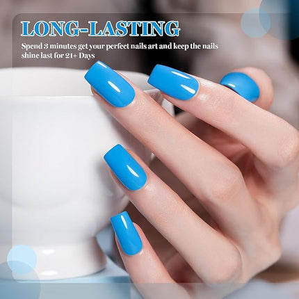 RARJSM Sky Blue Gel Nail Polish 1PCS 15ML Long Lasting Opaque Light Soft Blue Milky Creamy Gelpolish Soak off U V Curing Required Nail Art French Manicure Salon DIY at Home