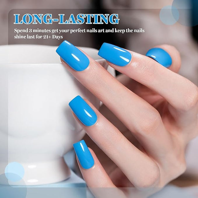RARJSM Sky Blue Gel Nail Polish 1PCS 15ML Long Lasting Opaque Light Soft Blue Milky Creamy Gelpolish Soak off U V Curing Required Nail Art French Manicure Salon DIY at Home