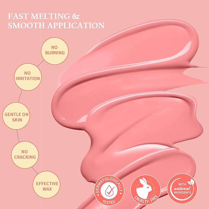 Maxpearl Hard Wax Beads, Pack of 3 Hair Removal Wax Beans Refill - Gentle Rose Formula for Senstive Skin, Brazilian Waxing, Face, Eyebrows, Underarms, Bikini, Legs and More, 10.5oz (Pink)