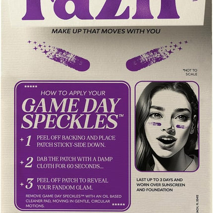 Fazit Makeup Patches - Purple Game Day Speckles - Glow Up Make-Up Patches - Cute Glitter Makeup Accessories for Women - Cosmetic Glitter for Face