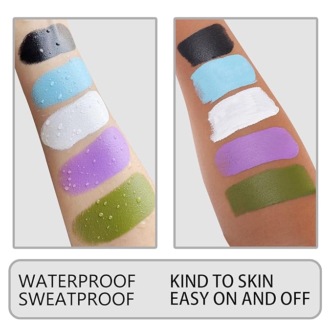 MEICOLY Light Blue Face Body Paint Stick(1.06 Oz),Baby Blue Face Paint Sadness,Sweatproof Waterproof Pale Blue Body Paint for Corpse Bride Halloween SFX Avatar Sally Makeup,Eye Black Stick