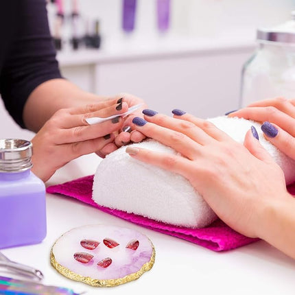 Blulu 18 Pcs Nail Art Brushes Tools,3 Pcs Resin Nail Art Palette with 15 Brushes Gold Edge Polish Mixing Palette Equipment Set for DIY Home Salon Makeup Display Board