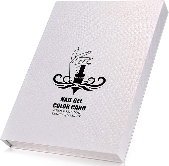 Noverlife Professional 216 Nail Colors Chart, White Nail Gel Polish Display Card Book, Nail Art Salon Nail Design Display Booklet, Nail Color Swatches Nail Practice Card Design Board