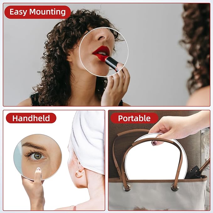 40X Magnifying Mirror, Round 40X High Power Magnification 6inch Large Travel Magnifying Mirror with 3 Suction Cups Mounting, Powerful 40x Makeup Magnification with Tweezers Set