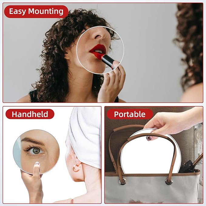 30X Makeup Magnifying Mirror, Round 6inch Travel Magnified Mirror with 3 Suction Cups Mounting, 30X Handheld Travel Magnification and Tweezers Kit - for Detailed Makeup, Blackhead/Blemish Removal
