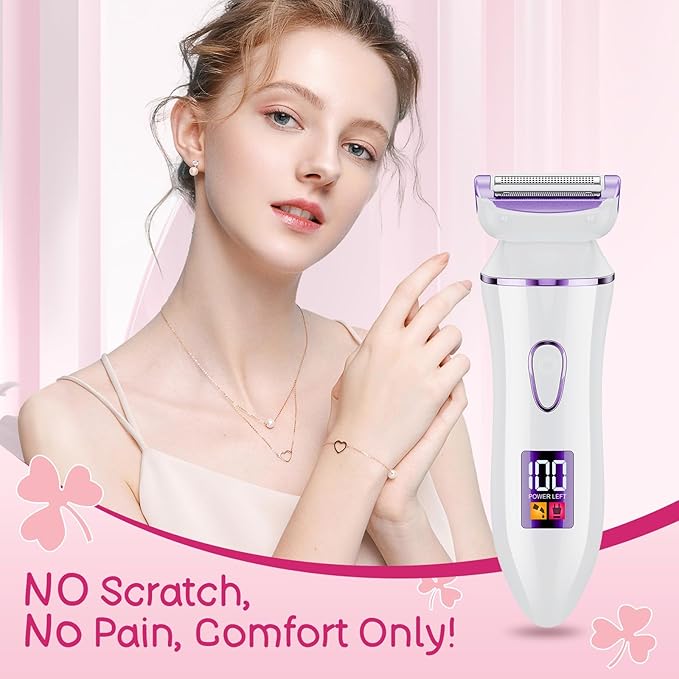 Electric Shaver for Women, Gifts for Women, Electric Razor for Womens, Rechargeable Wet DryLady Hair Remover,IPX7 Waterproof, Shaver for Legs (Purple)