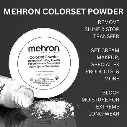 Mehron Makeup Colorset Powder | Translucent Setting Powder | Special Effects, Halloween, & Film 2 oz (60 g)