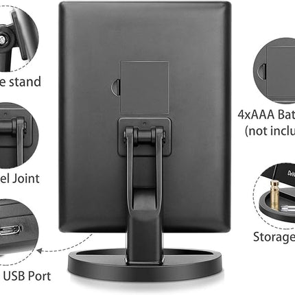 deweisn Tabletop Mount Trifold Lighted Vanity Mirror with 21 LED Lights, Touch Screen and 3X/2X/1X Magnification, Two Power Supply Mode Make up Mirror,Travel Mirror