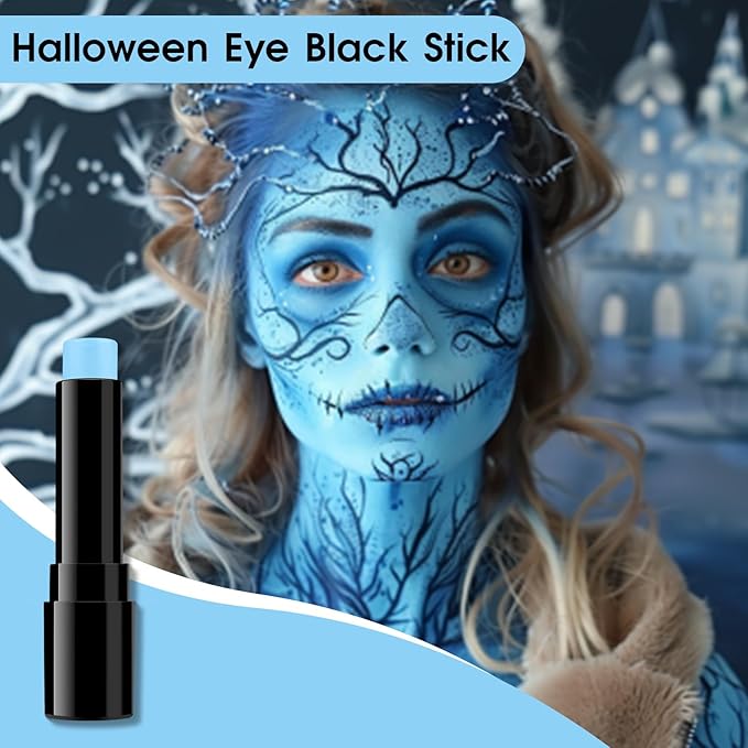 BAD COLOR Light Blue Face Body Paint, Pale Blue Eye Black Stick for Football/Baseball/Softball, Hypoallergenic Grease Sticks for Corpse Bride Halloween SFX Avatar Sally Makeup