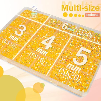 qiipii Orange Yellow AB Resin Rhinestones w B7000 Jewelry Glue for Bedazzling Crafting 2mm-6mm Flatback Jelly Stones Diamonds Gems Bedazzler Kit for Nails Face Eyes Makeup Tumblers Bottles DIY Crafts