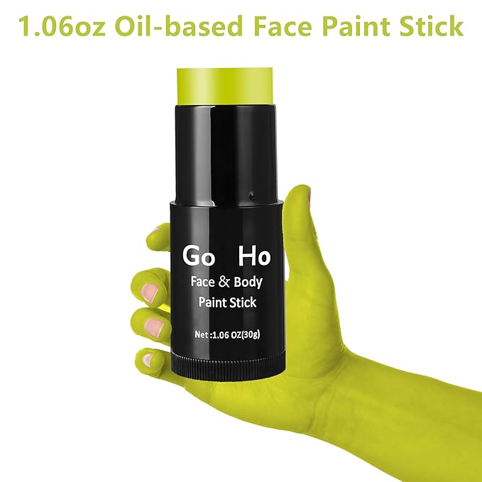 Go Ho Cream-Blendable Ogre Green Face Paint Stick (1.06 oz),Full-coverage Ogre Green Body Paint Stick for Adults Children Halloween Cosplay SFX Makeup,Waterproof