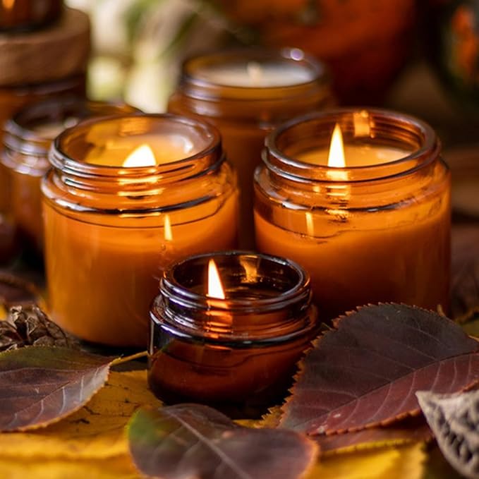 4 Oz Amber Round Glass Jars with Inner Liners and Black Lids(12PCS) Empty Cream Containers Refillable Cosmetic Vials for Cosmetics, Lotions, Ointment, Body Scrubs & Balms