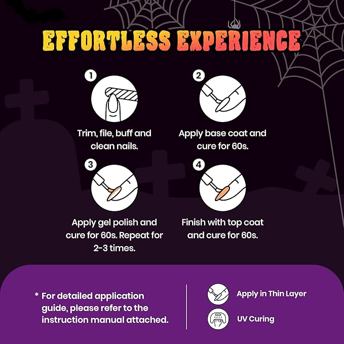 Beetles Halloween Gel Nail Polish Set - Hocus Pocus 6 Colors Gel Polish Kit, Orange Green Purple Black Red Glitter Fall Colors, Soak Off Nail Lamp UV LED Cured Nail Art Design Manicure Gift for Women