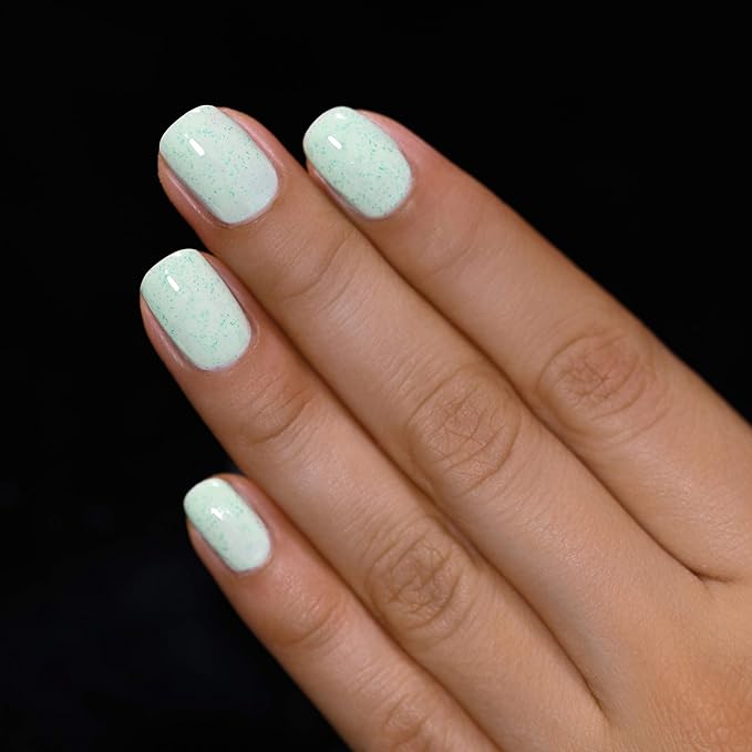 ILNP Dew Drop - Pastel Mint Speckled Nail Polish, Chip Resistant, 7-Free, Non-Toxic, Vegan, Cruelty Free, 12ml
