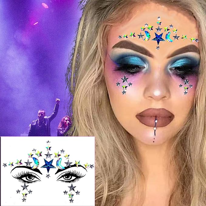 6Sets Festival Face Jewels stickers Body jewels stickers Glitter Rave Face Gems Rhinestones – Eye Body Gems | Rhinestone Stickers | Body Glitter Festival Rave & Party Accessories colorful