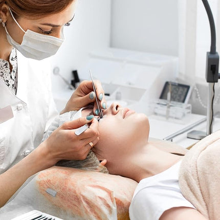 BEYELIAN Eyelash Extension Tweezers, Professional Lashes Tweezers for Make Fans, Curved Tip Stainless Steel ST-15