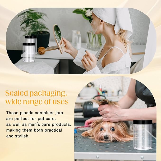 Patelai 4 Pieces Round Wide-mouth Leak Proof Plastic Container Jars with Lids for Travel Storage Makeup Beauty Products Face Creams Oils Salves Ointments DIY Making(27 Ounce,Black)