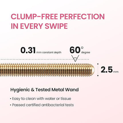 DERMALOGY by NEOGENLAB Extra Slim Metal Mascara, Long-Lasting Volumizing & Lengthening Formula with Metal Wand Brush, Smudge-Resistant, Vegan Korean Makeup, Black, 1 Count