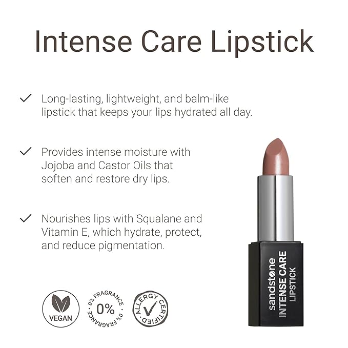 Intense Care Lipstick - a hypoallergenic, gluten free, caring formula, with active and moisturizing ingredients. (43 Barely There, 3,5 g)