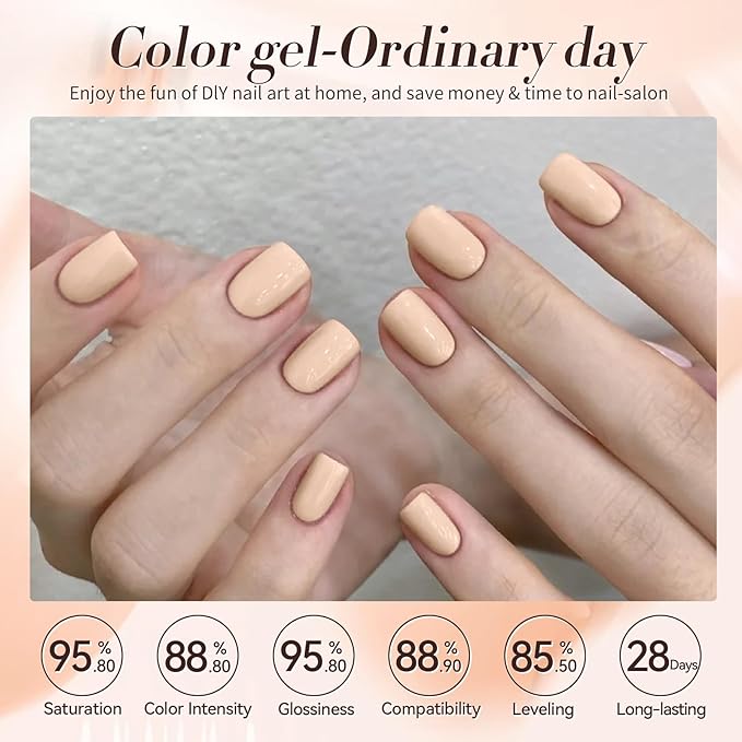 BORN PRETTY Gel Polish Nail Set 6 Colors Nude Skin Tones Brown Neutral Colors Soak Off Gel Nail Kit Collection Nail Art Manicure DIY Salon Home Gift
