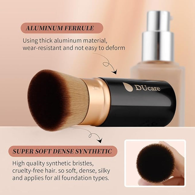 DUcare Retractable Makeup Brush for Foundation Liquid, Cream and Bronzer Kabuki Face Makeup Travel Brushes With Aluminum Handle