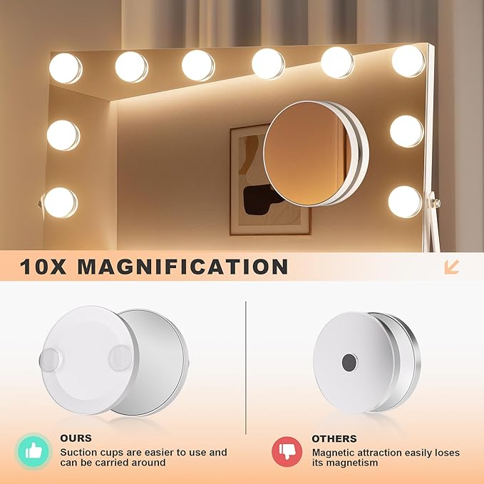 MINISO Vanity Mirror with Lights - 18" x 14" Hollywood Makeup Mirror with Adjustable Brightness,3 Modes Light, 360°Rotation
